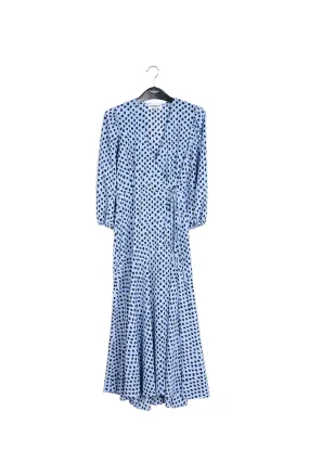 Light blue polka dot wrap maxi dress