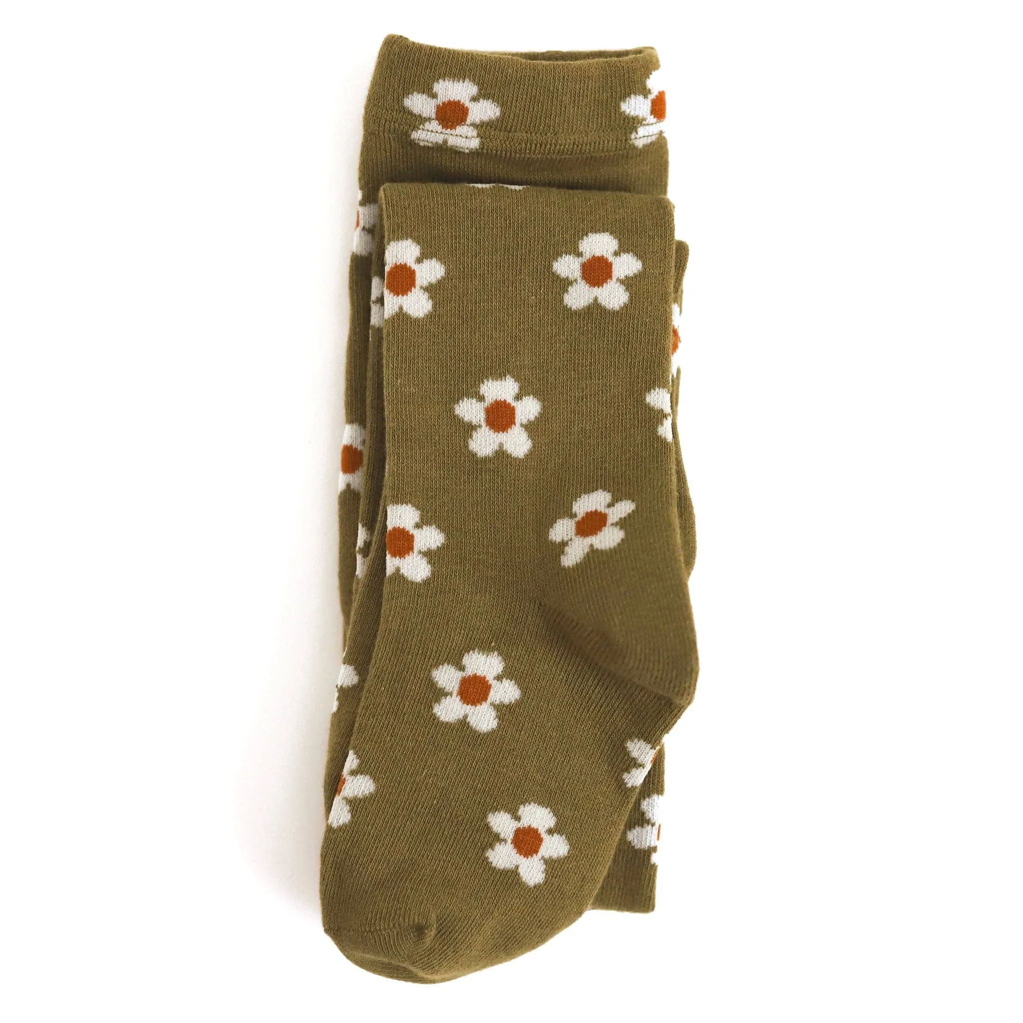 Little Stocking Co - Olive Floral Knit Tights