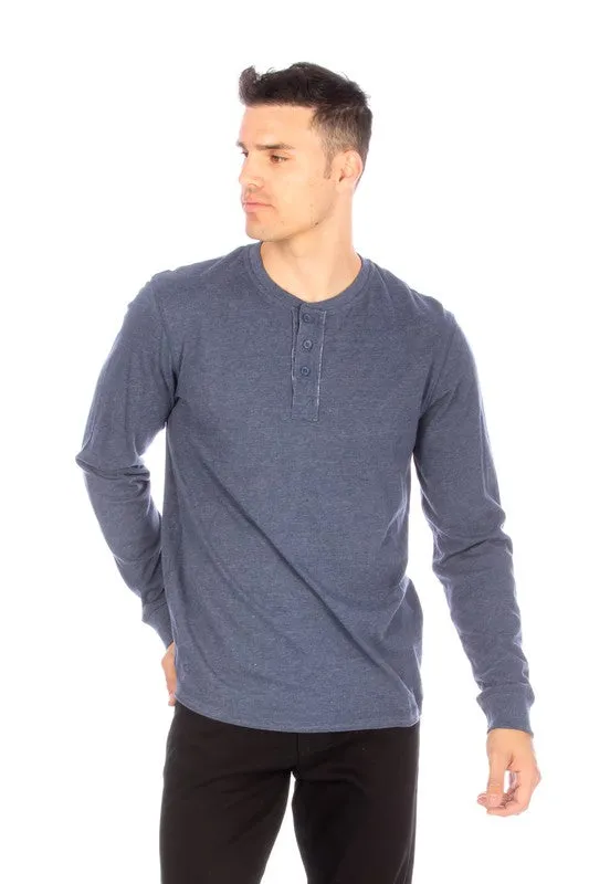 LONG SLEEVE HENLEY BLUE