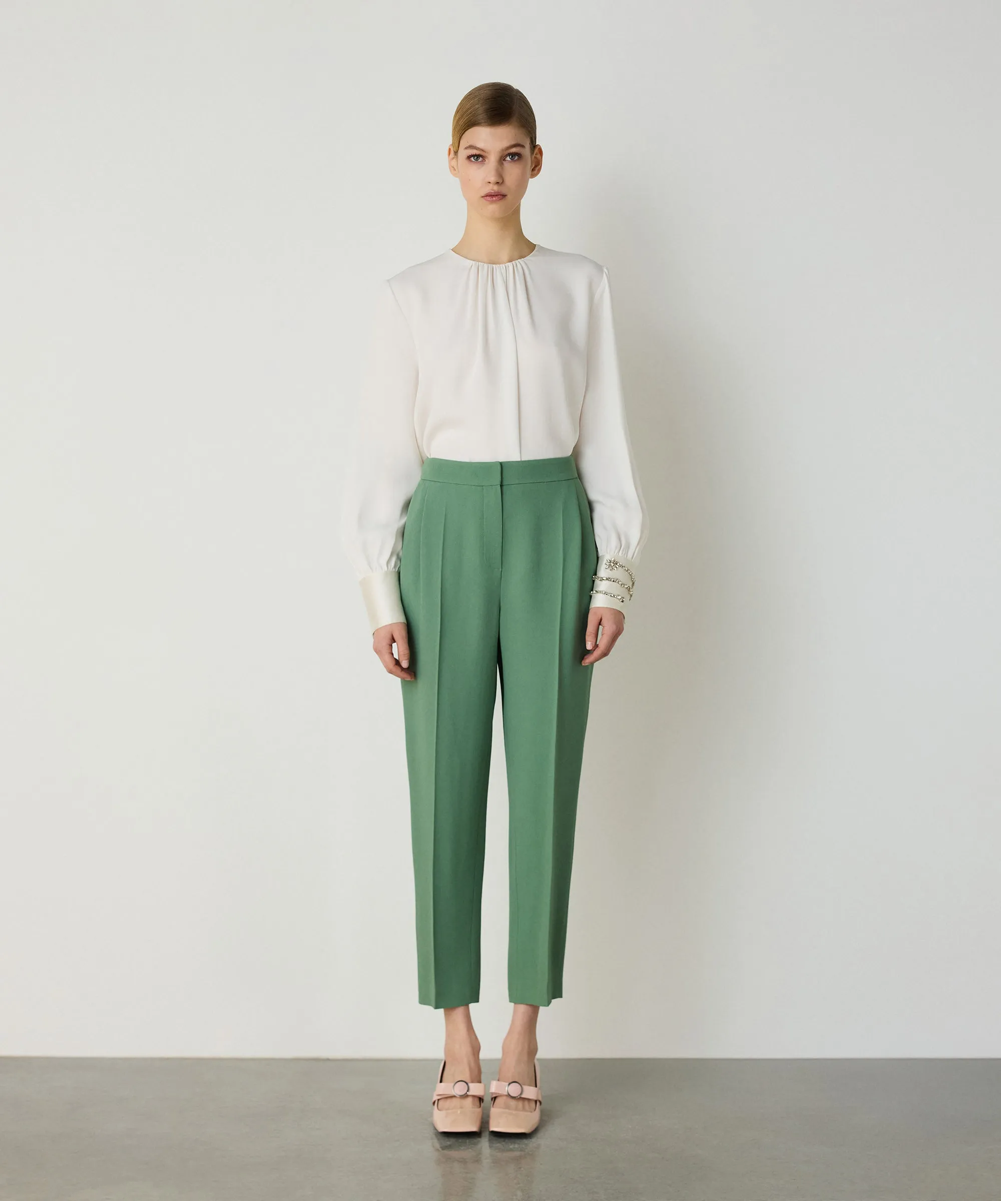 Machka Darted Crepe Trousers Green