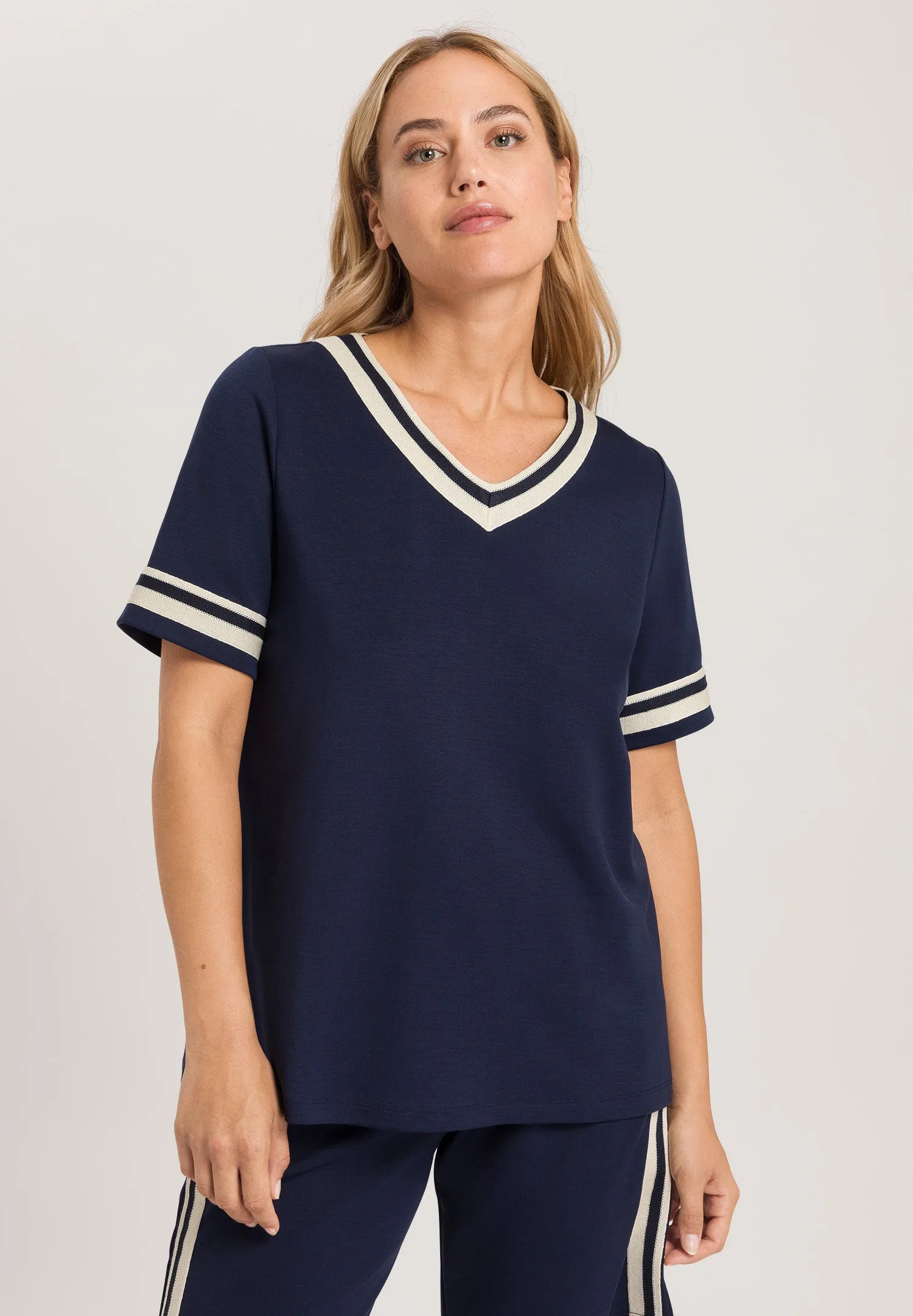 Madeleine Tencel V-Neck Top | Deep Navy 78816-1610