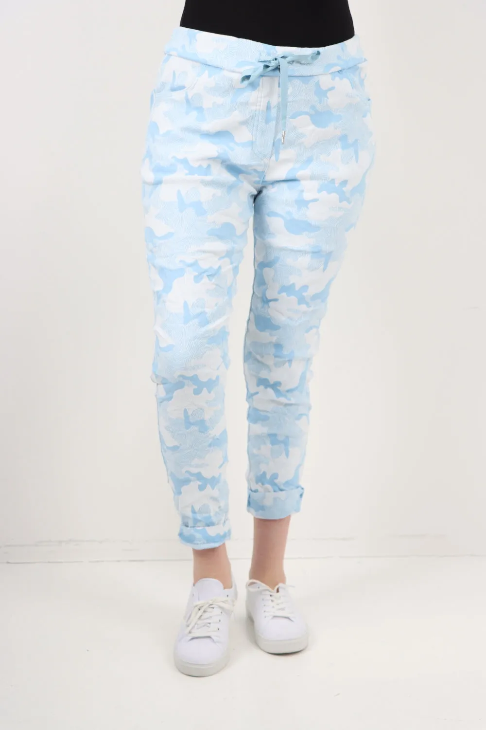 Magic Stretched Tie Pockets Printed Trousers