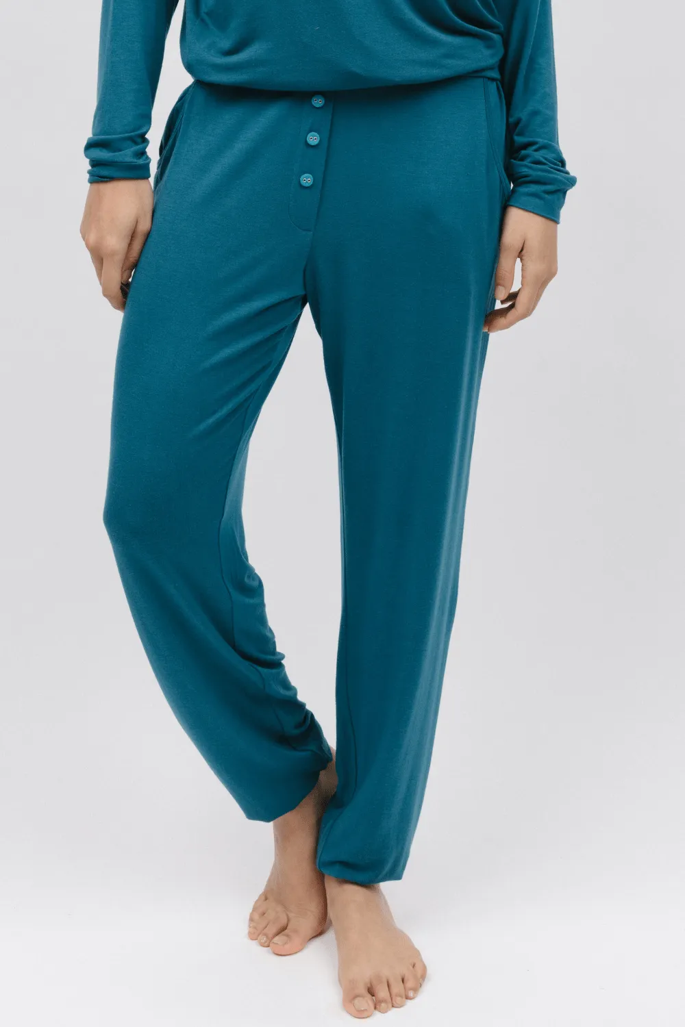 Maple Teal Jersey Pants, Size UK 8