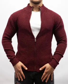 Marcus Zip Up Sweater (Burgundy)