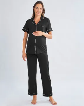 Maternity Bamboo Pajama Set in Black