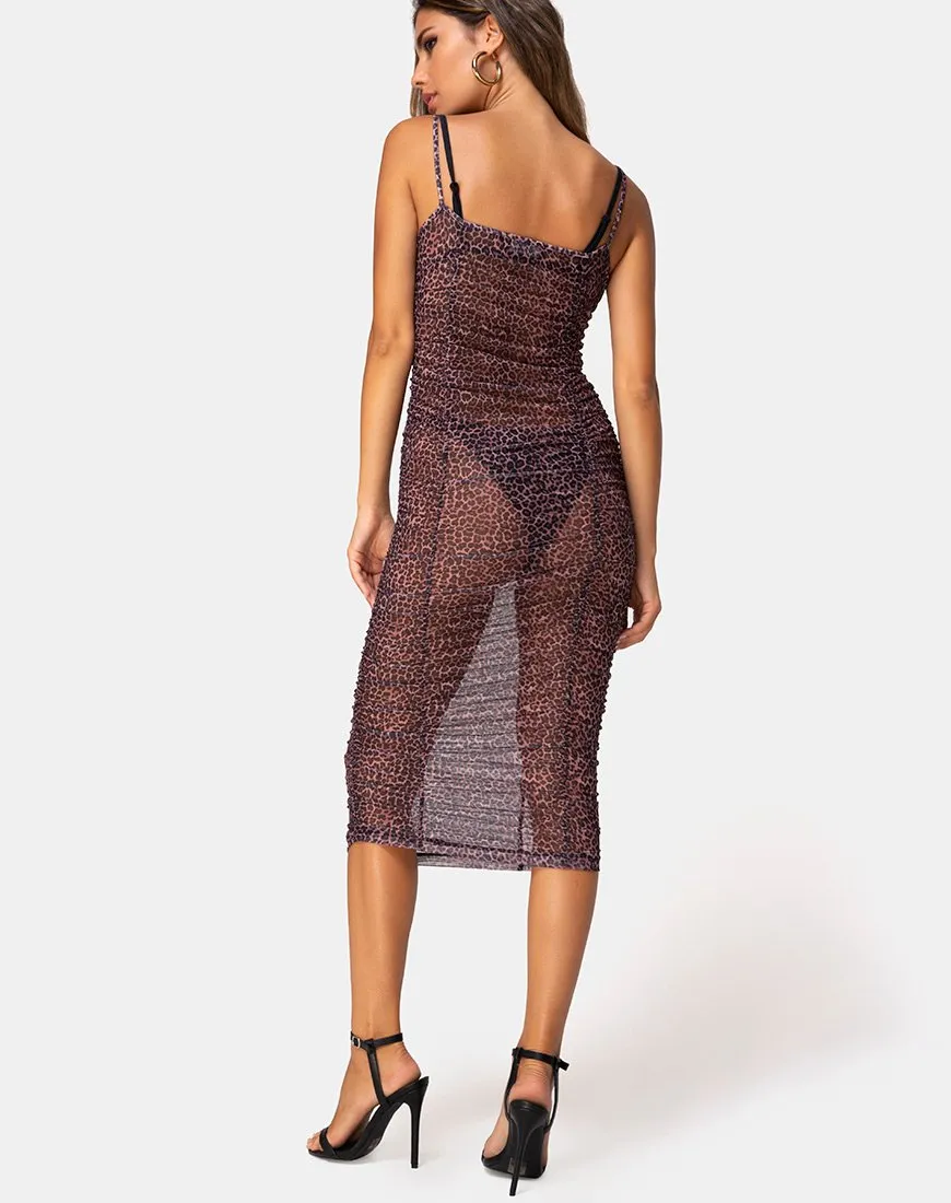 Mauna Maxi Dress in Rar Leopard Mesh