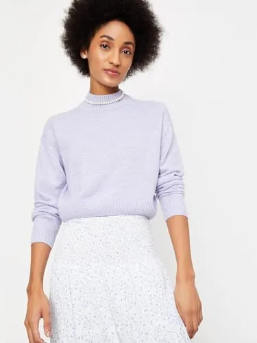 Max Women Textured Cropped Sweater (WI23LST05LAVENDER)_L