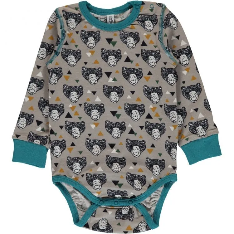 Maxomorra Long Sleeved Bodysuit - Grizzly Bear