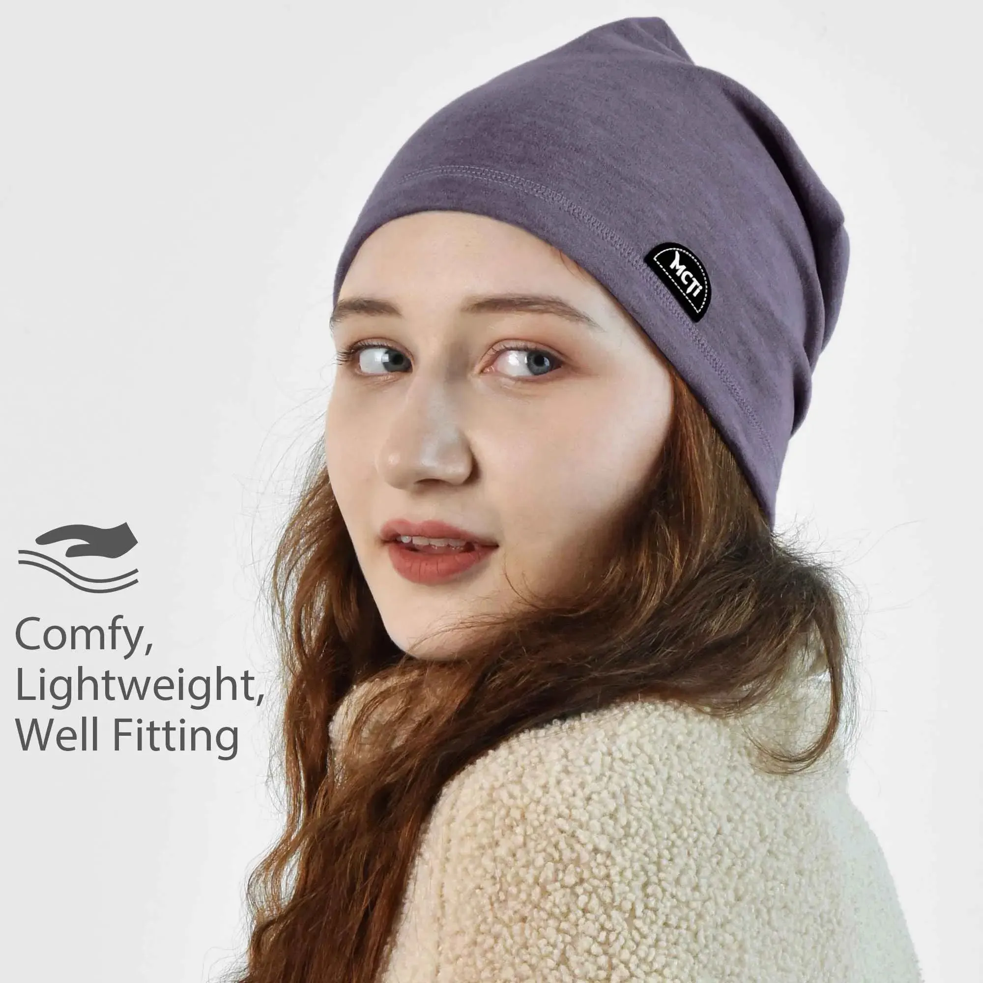 MCTi Lightweight Slouchy Beanie - Warm Stretchy Skull Cap for Running and Cycling