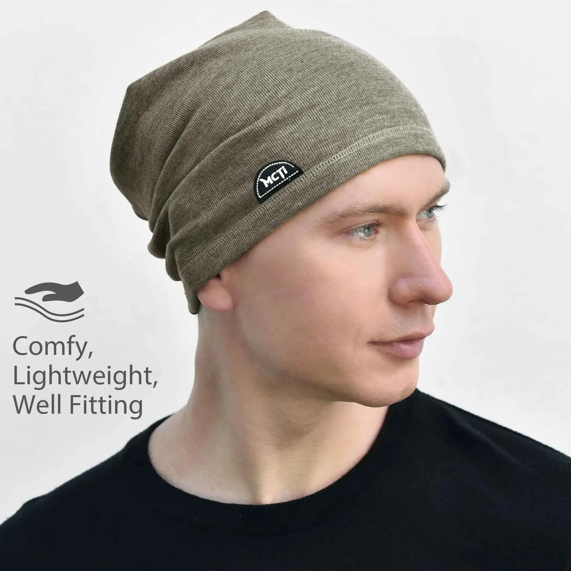 MCTi Lightweight Slouchy Beanie - Warm Stretchy Skull Cap for Running and Cycling