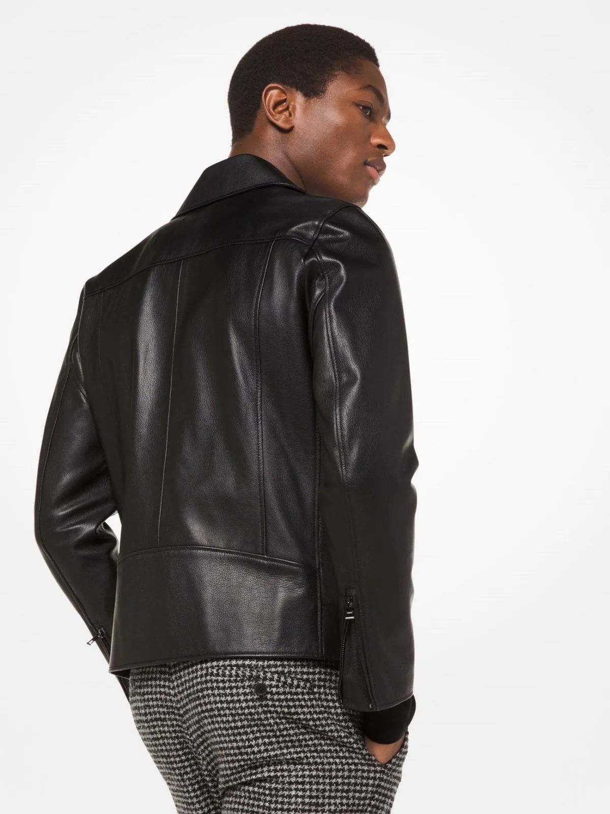 Men Grained Leather Jacket