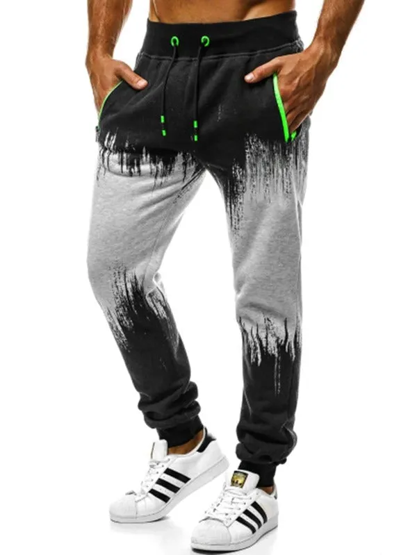 Men Two Tone Drawstring Waist Sweatpants