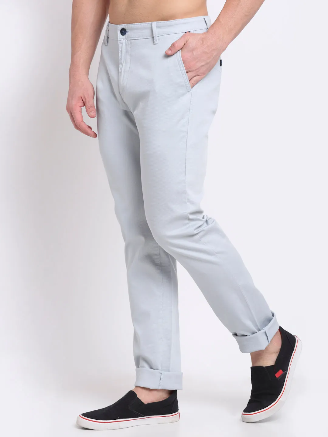 Men's Casual Flat front Light Blue  Trousers