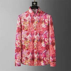 Men's Floral Long Sleeve Slim Fit Casual Shirt - High-Quality Fashion