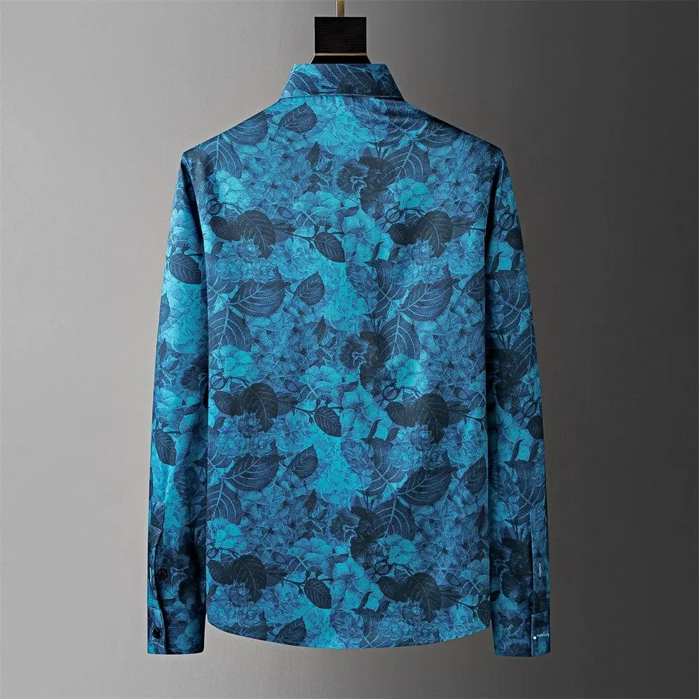 Men's Floral Long Sleeve Slim Fit Casual Shirt - High-Quality Fashion