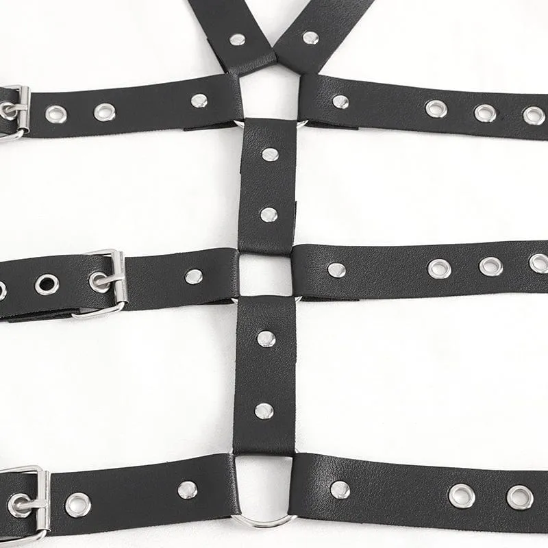 Men's Punk Crossed Buckle Faux Leather Harness