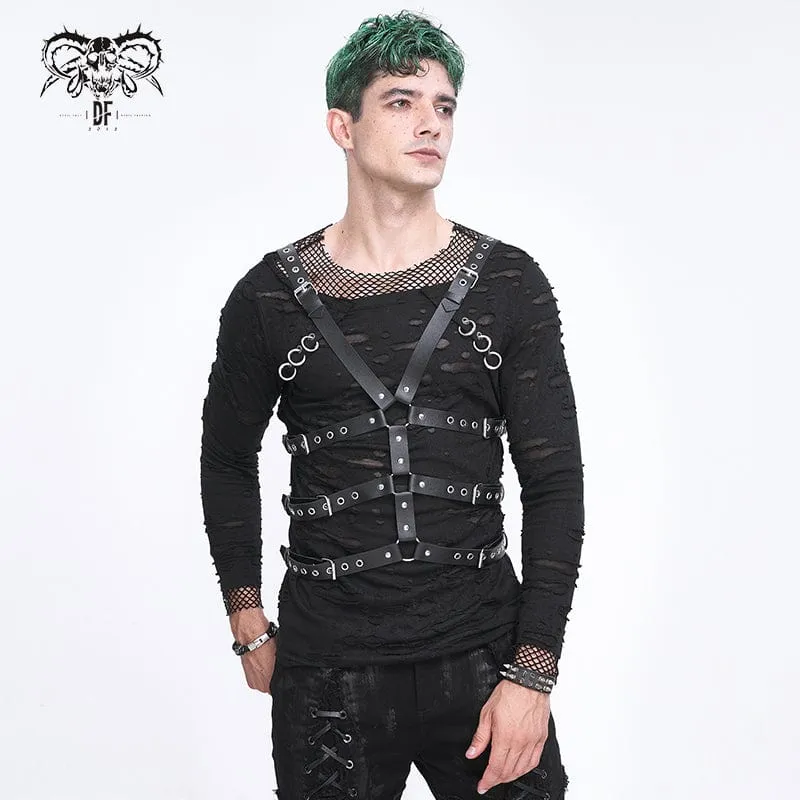 Men's Punk Crossed Buckle Faux Leather Harness