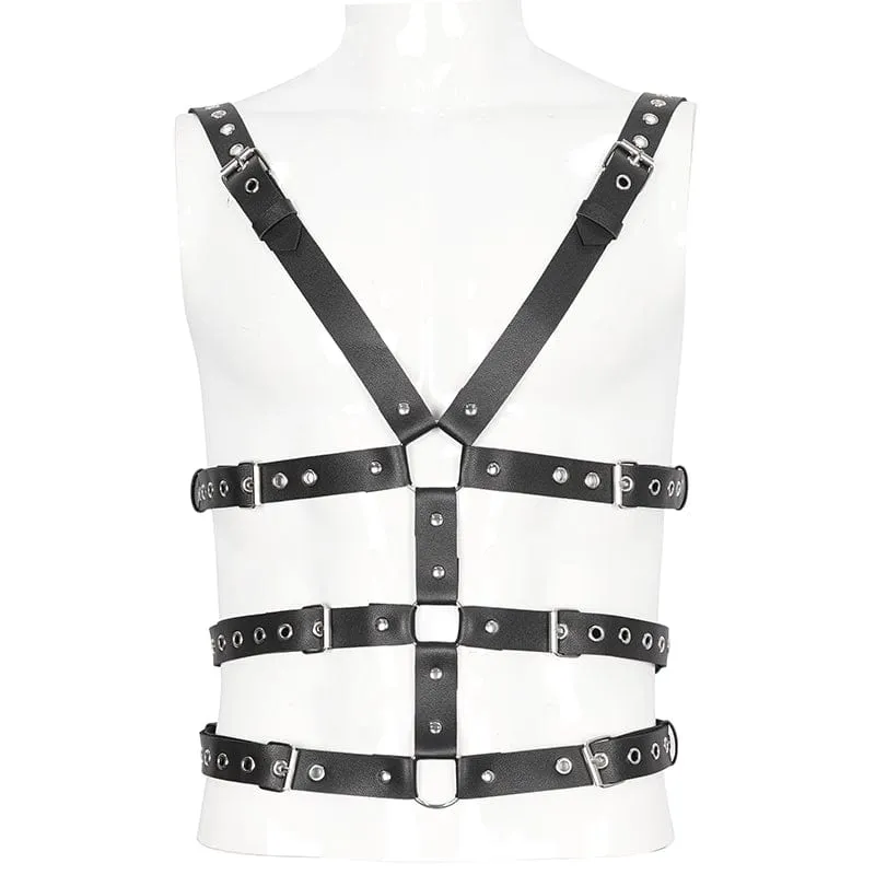 Men's Punk Crossed Buckle Faux Leather Harness