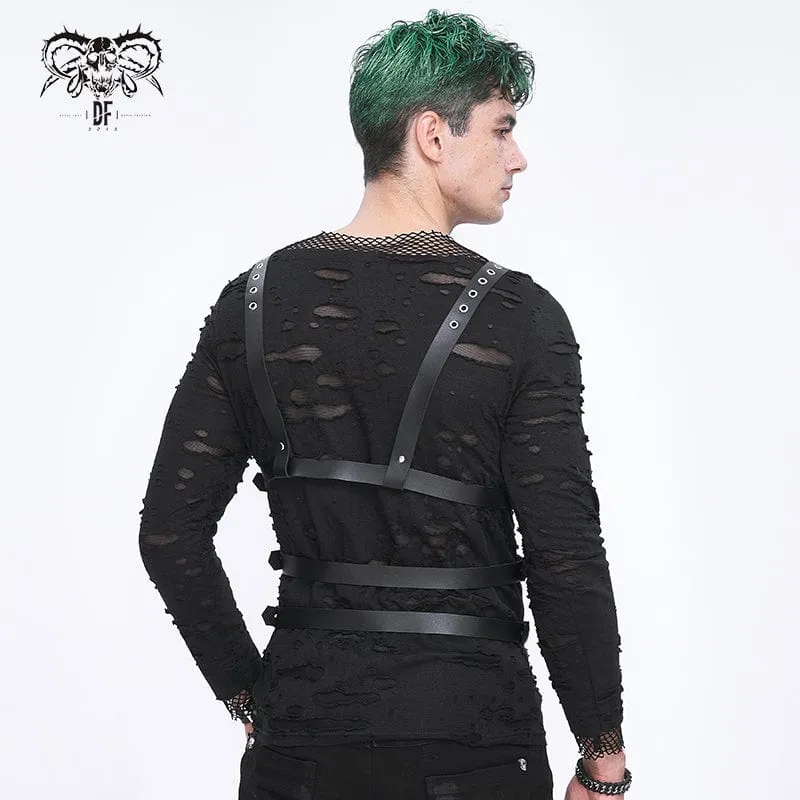 Men's Punk Crossed Buckle Faux Leather Harness