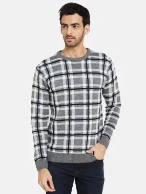 Mettle Men Grey Black Checked Pullover