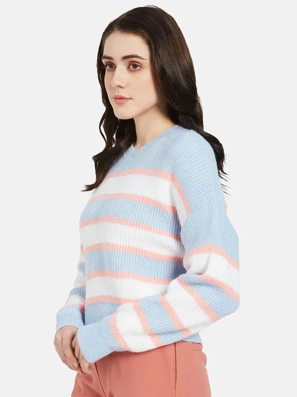 Mettle Women Blue  White Striped Pullover