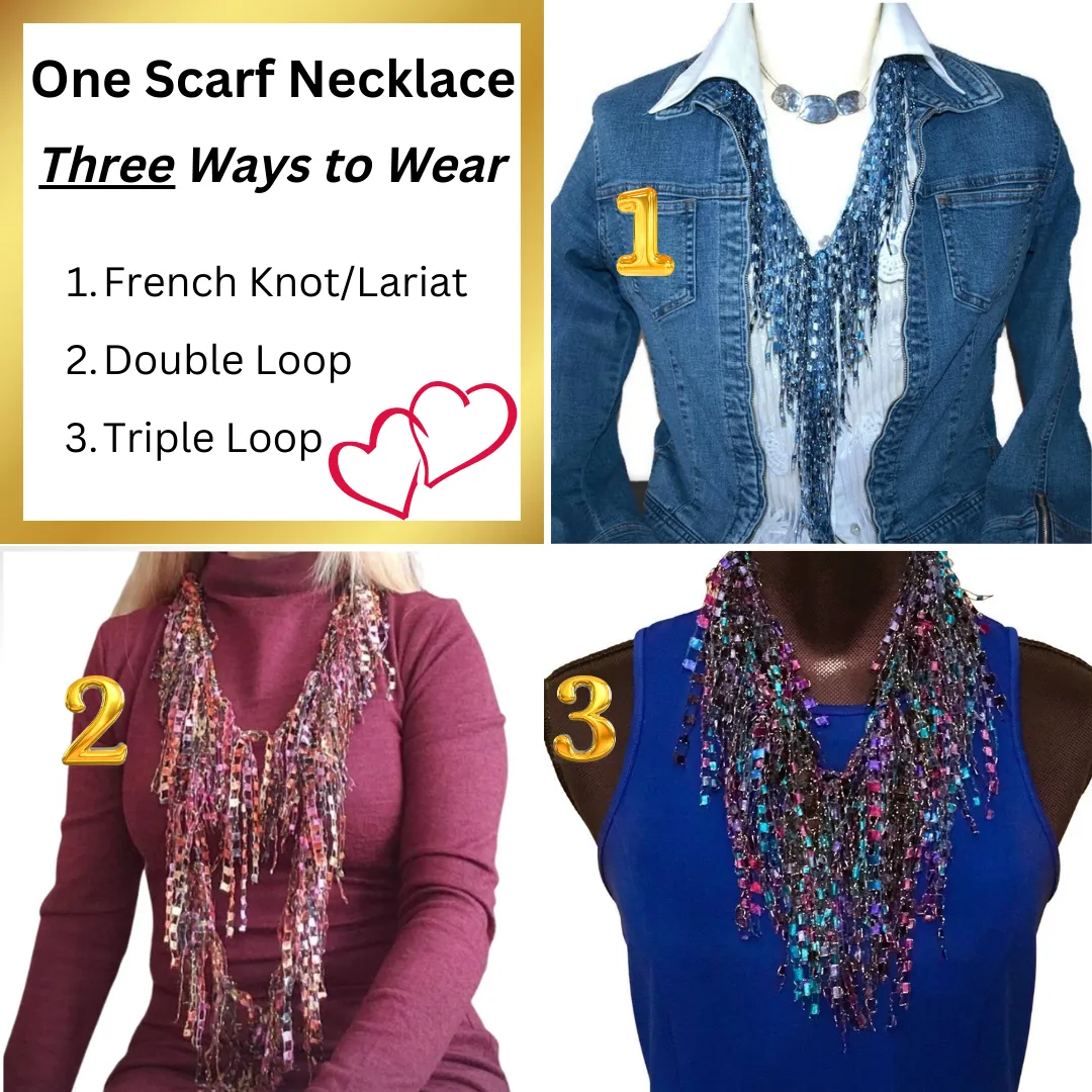 Multicolor Pastel Bundle - Scarf and Beaded Statement Necklace