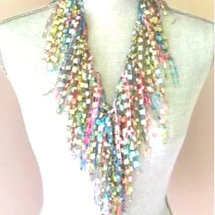 Multicolor Pastel Bundle - Scarf and Beaded Statement Necklace