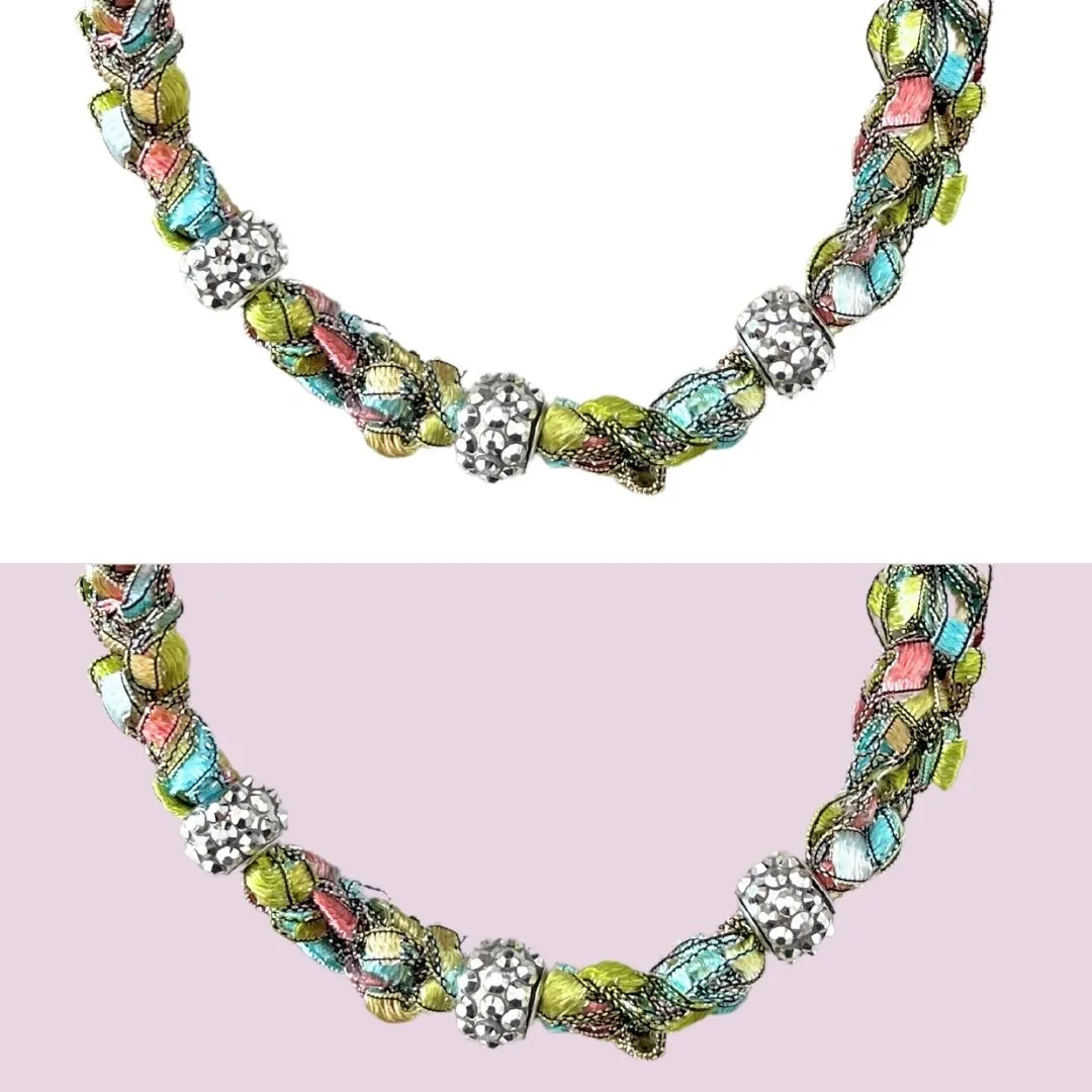 Multicolor Pastel Bundle - Scarf and Beaded Statement Necklace