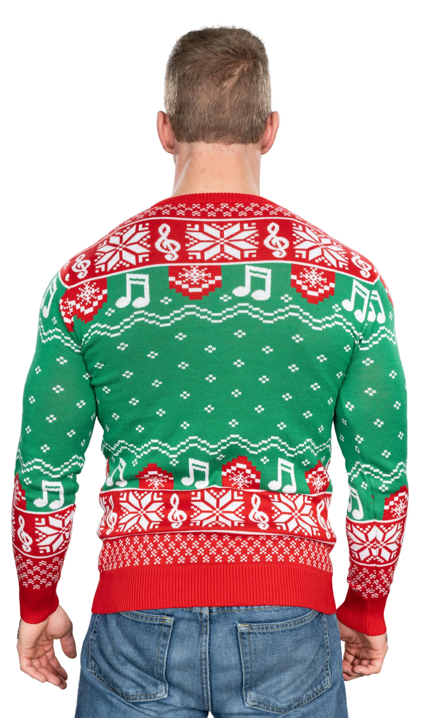 Music Band Elf Road Cross Walk Elves Knitted Ugly Christmas Sweater