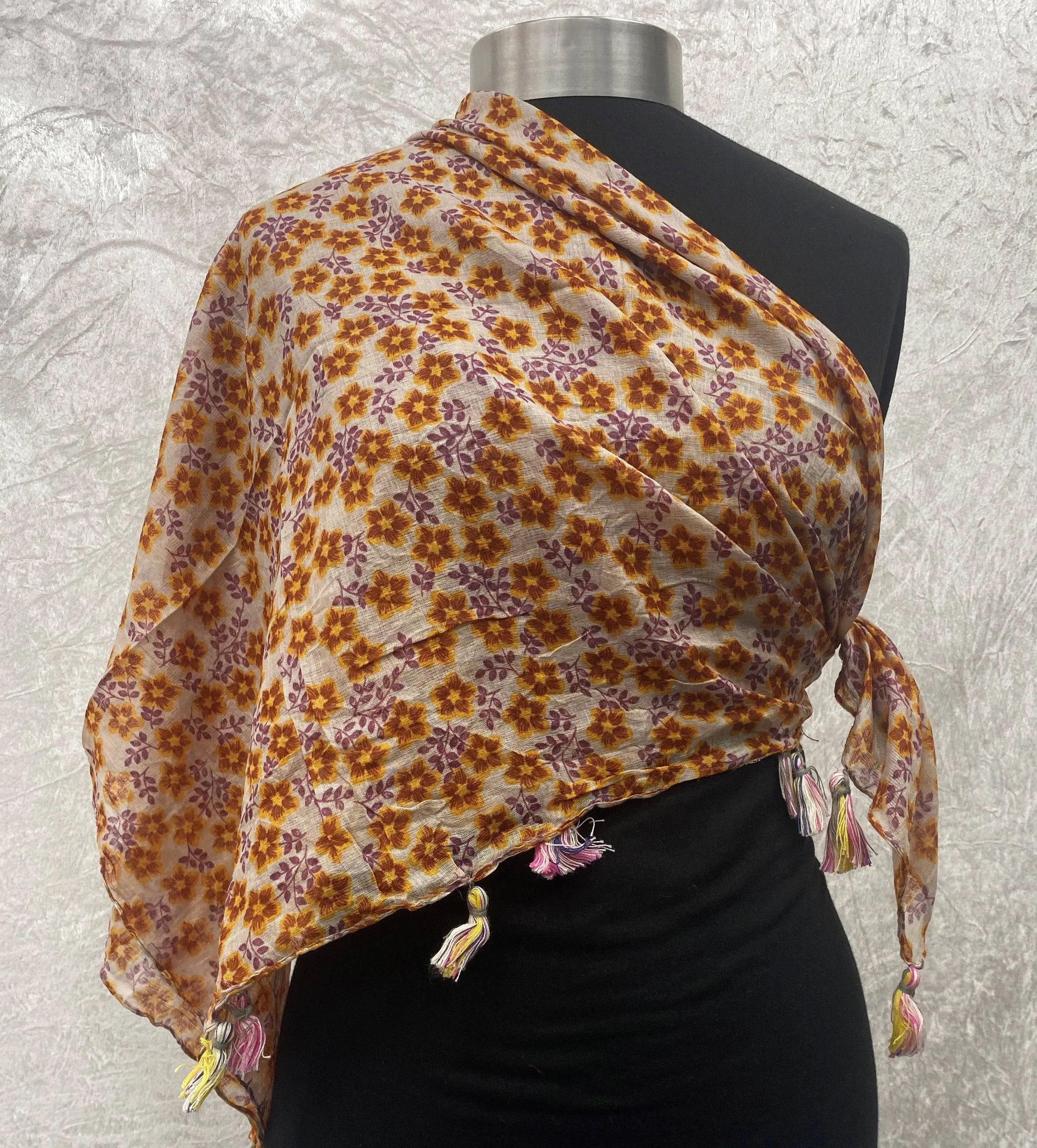 Mustard Flowers -  Ethnic Square Scarf