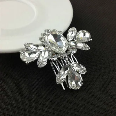 New Handmade Wedding Bridal Bride Hair Accessories Flower Crystal Imitated Pearls Hairpin Diamante Hair Comb Hairclip