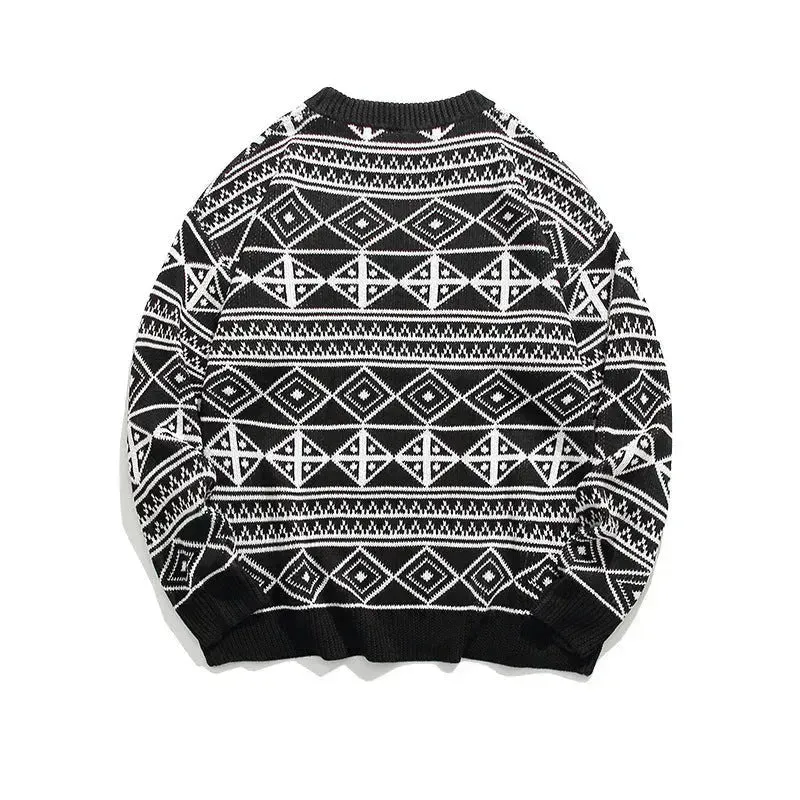 New Trendy Casual Jacquard Knitted Loose Pullover Sweater unisex