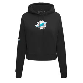 NFL MIAMI DOLPHINS CLASSIC WOMEN'S FLC CROPPED PO HOODIE (BLACK)