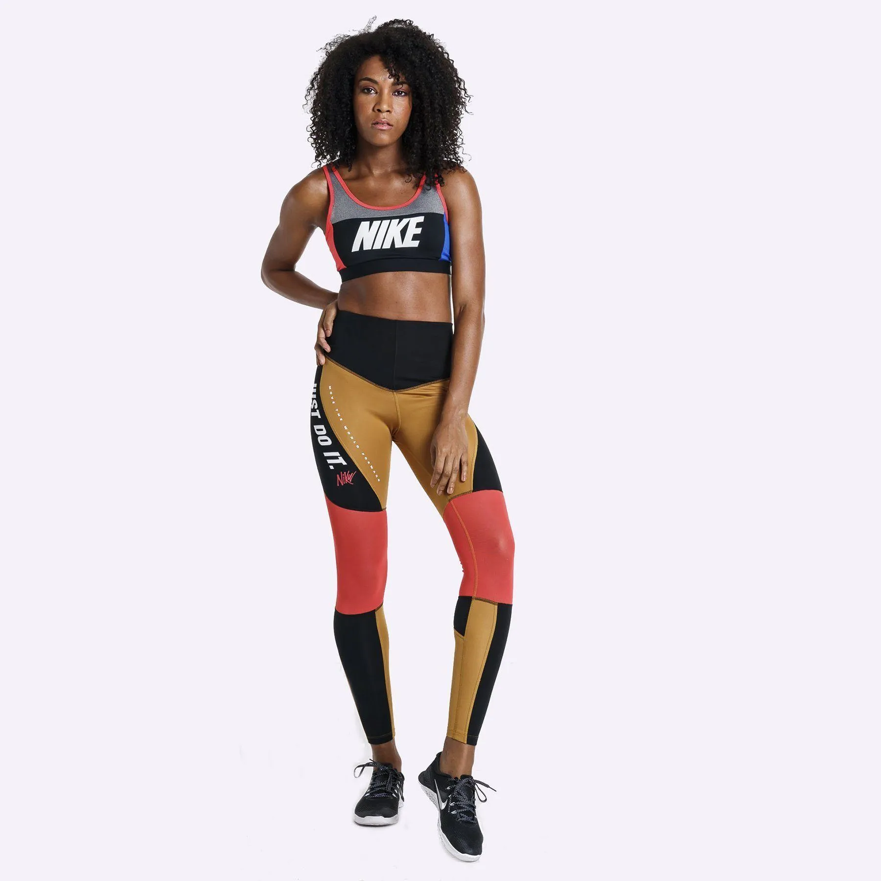 Nike - Dri-FIT Power Women's Graphic Training Tights - Wheat/Black/Ember Glow/White