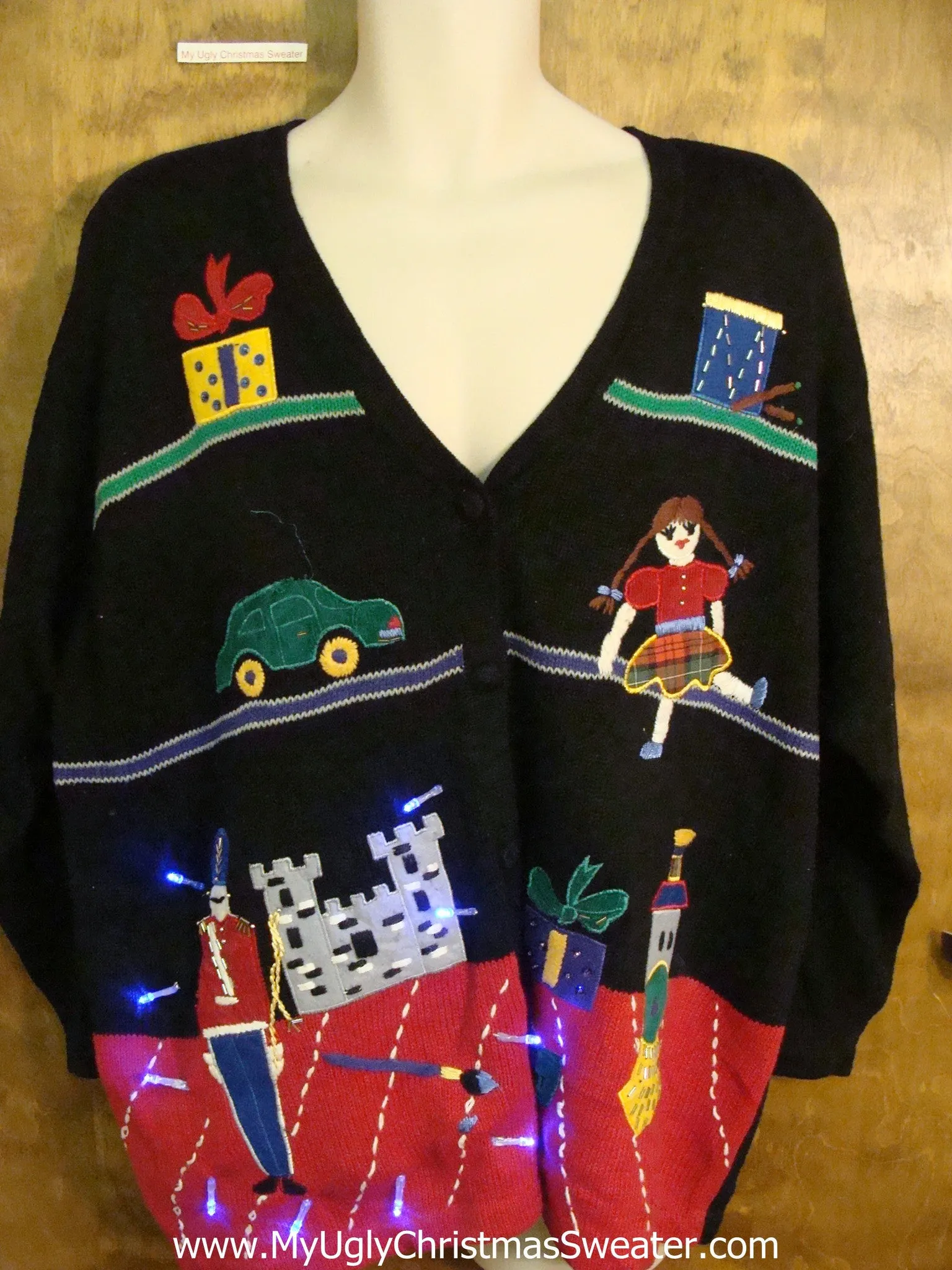 Nutcracker Bodyguard Light Up Ugly Xmas Sweater