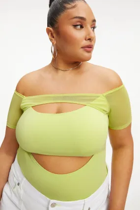 Off The Shoulder Cut Out Bodysuit Key Lime