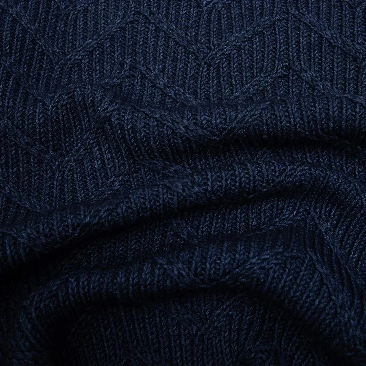 Oil Blue Herringbone Virgin Wool Knit Sweater