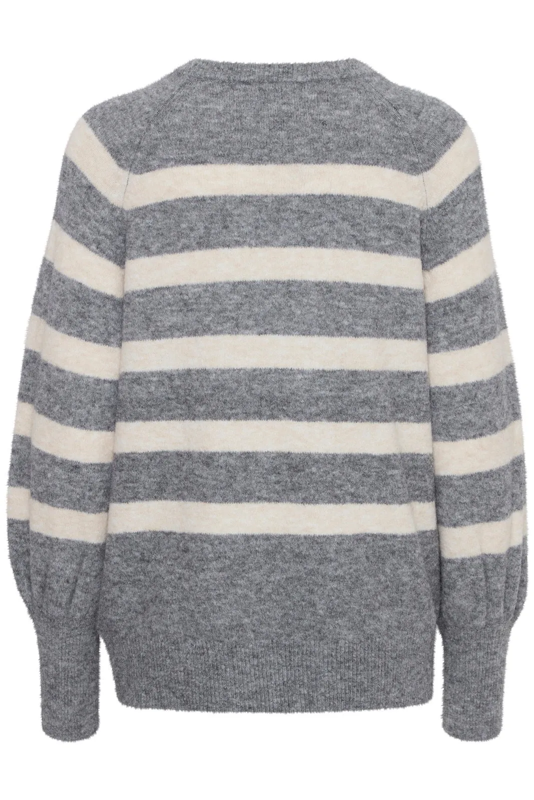 Omea Striped Jumper - Mid Grey Melange Mix