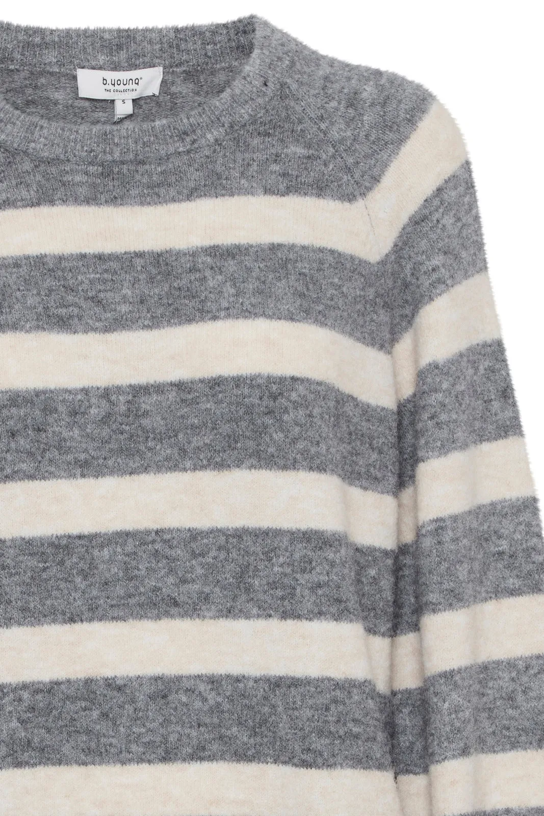 Omea Striped Jumper - Mid Grey Melange Mix