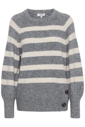 Omea Striped Jumper - Mid Grey Melange Mix