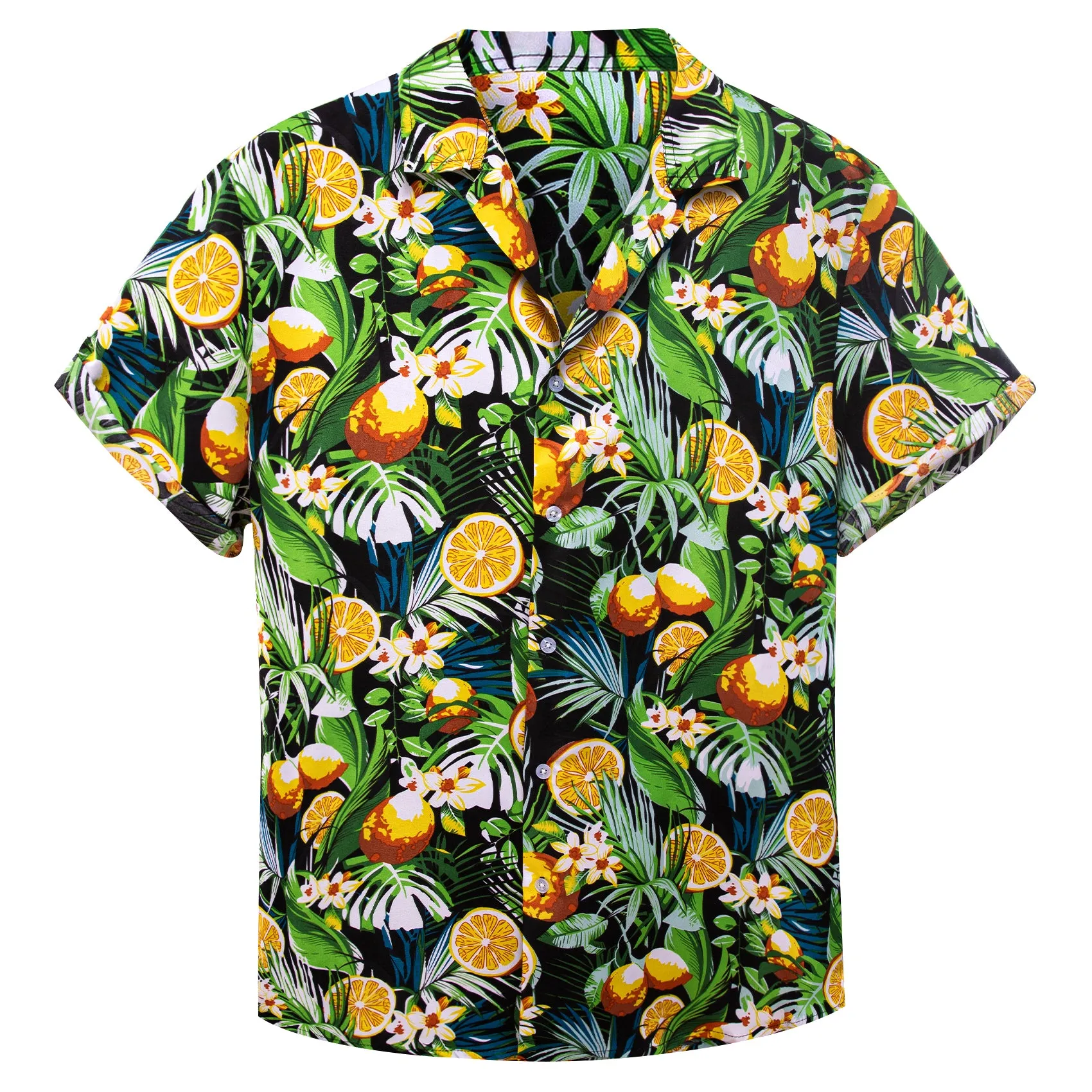 Orange Green Novelty Men's Short Sleeve Summer Shirt