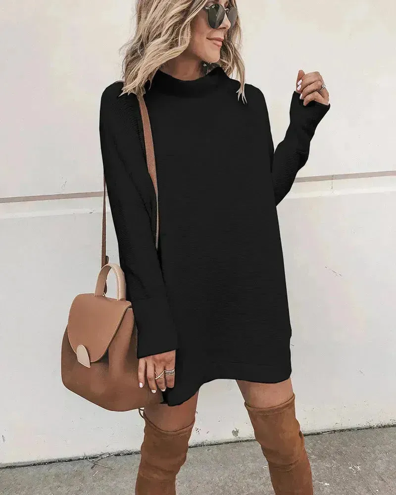 Oversized Mini Turtleneck Pullover Dress