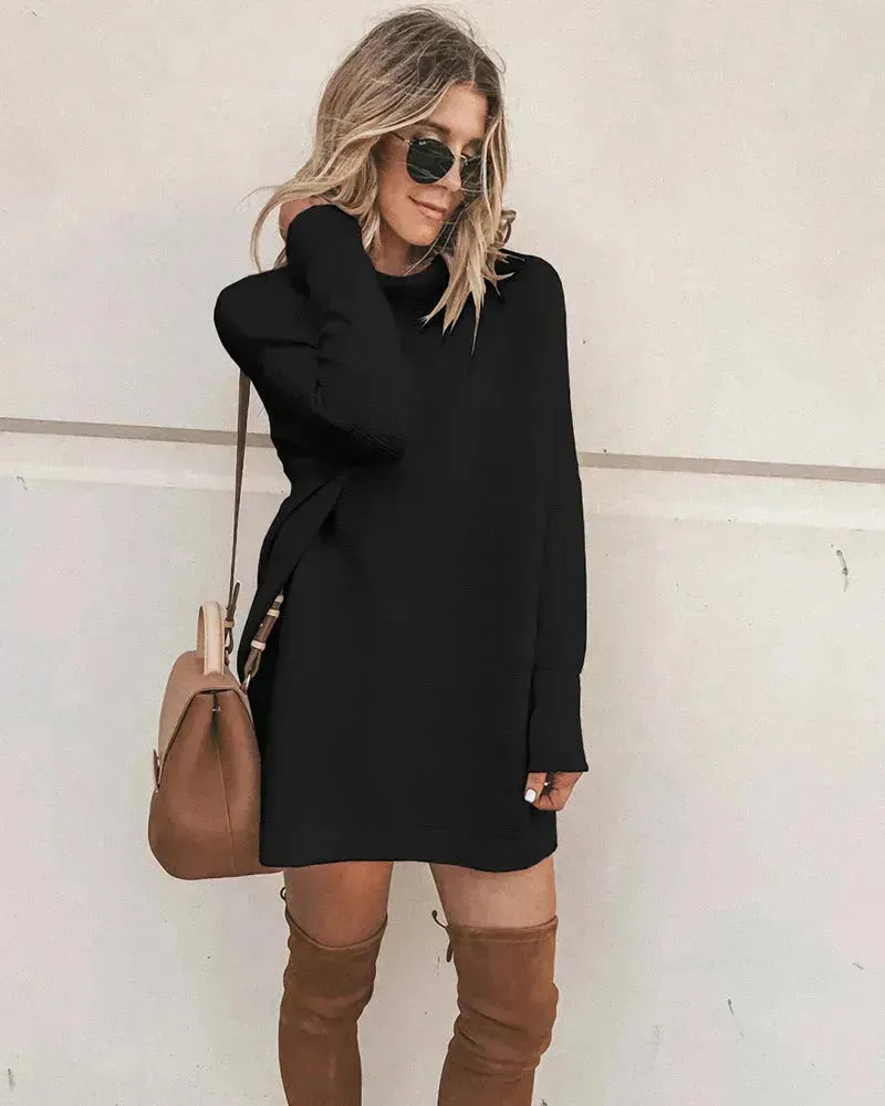 Oversized Mini Turtleneck Pullover Dress