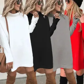 Oversized Mini Turtleneck Pullover Dress