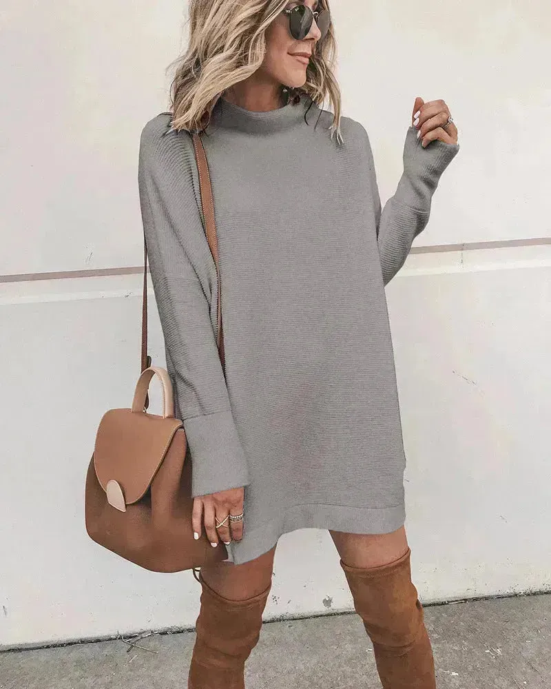 Oversized Mini Turtleneck Pullover Dress