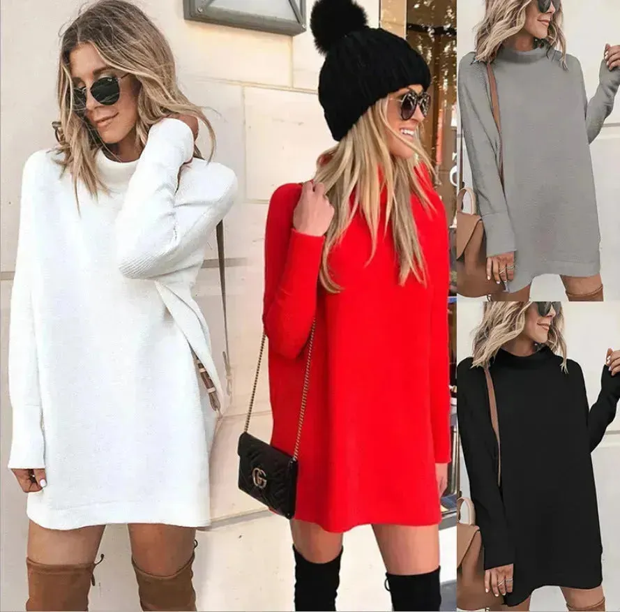 Oversized Mini Turtleneck Pullover Dress