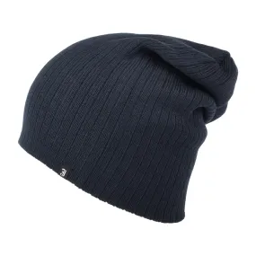 Oversized Ribknit Beanie Hat - Navy Blue