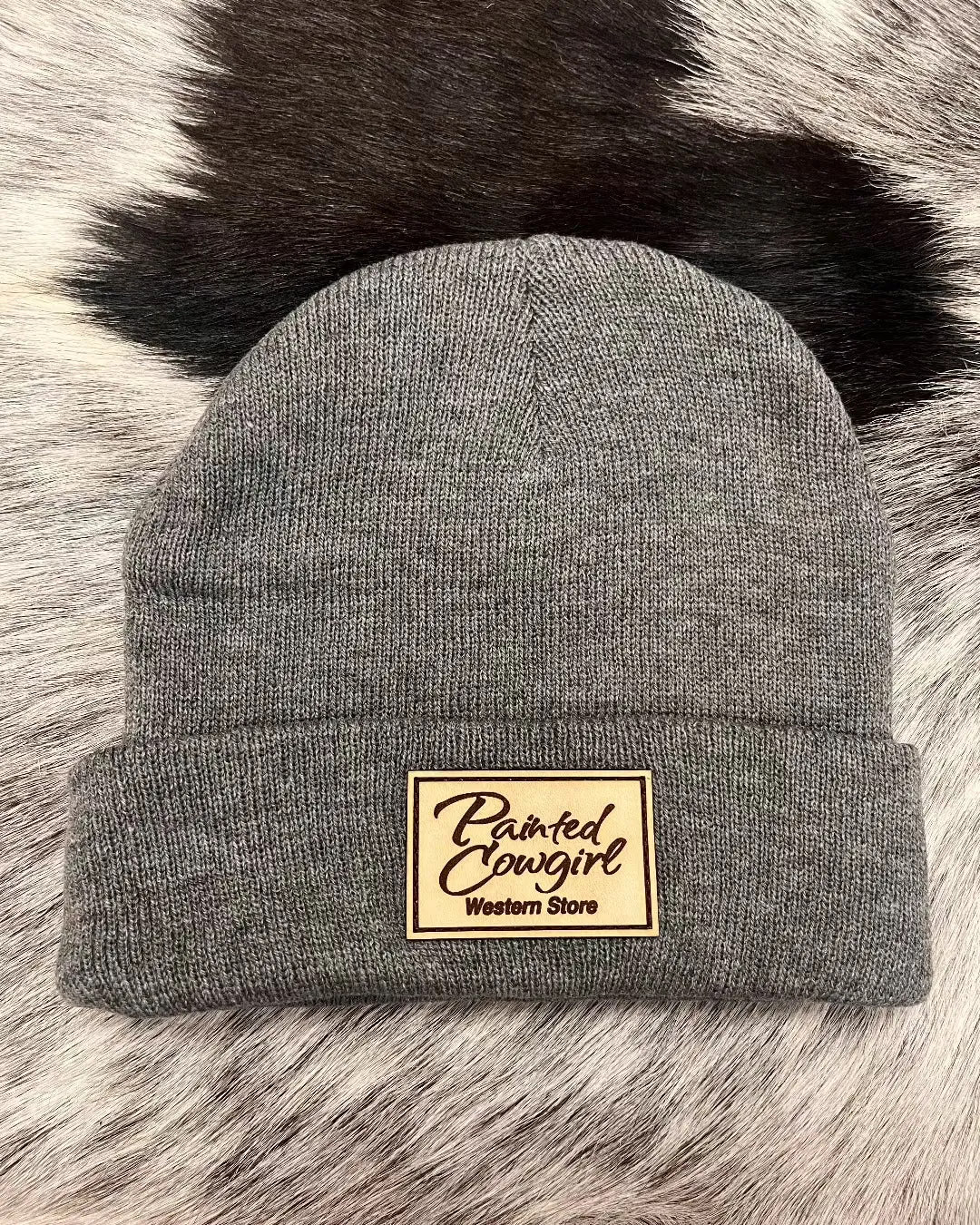 Painted Cowgirl Dark Grey Logo Beanie