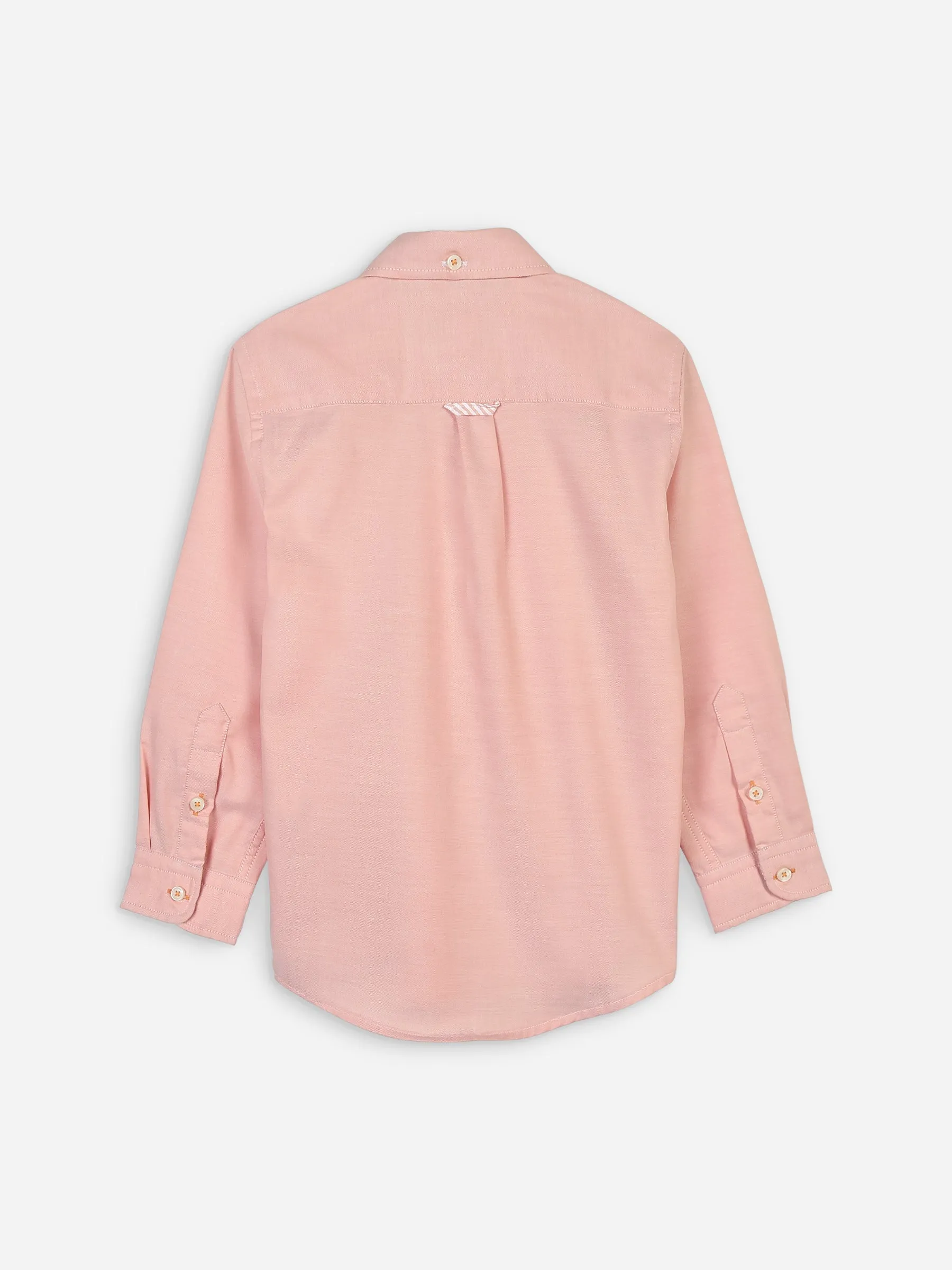 Peach Pink Oxford Long Sleeve Casual Shirt