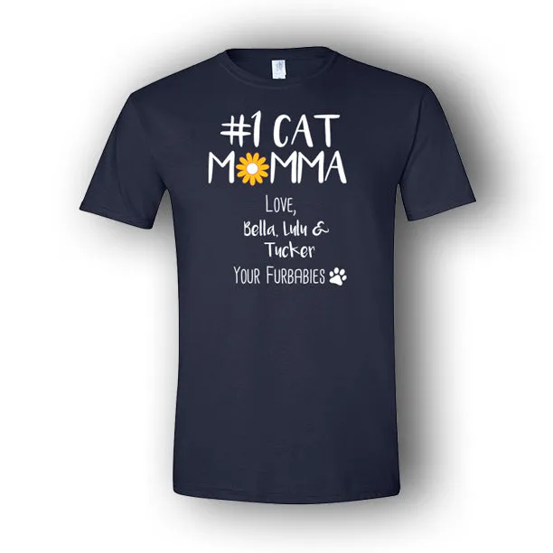 Personalized #1 Cat Momma Multi-Pet T-Shirt